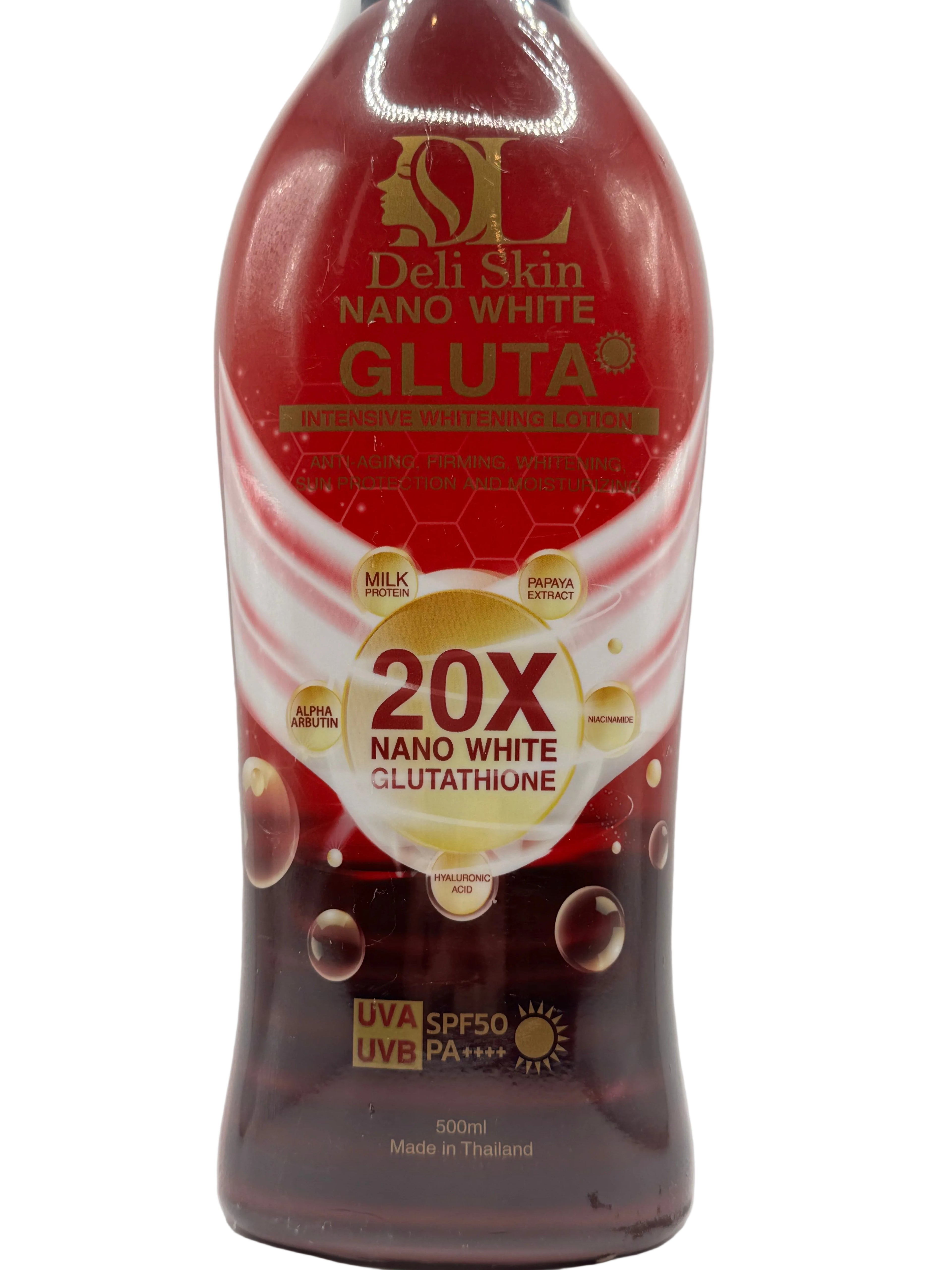 Deli Skin Nano White Gluta Intensive Whitening Lotion bottle - Thai beauty glutathione body lotion