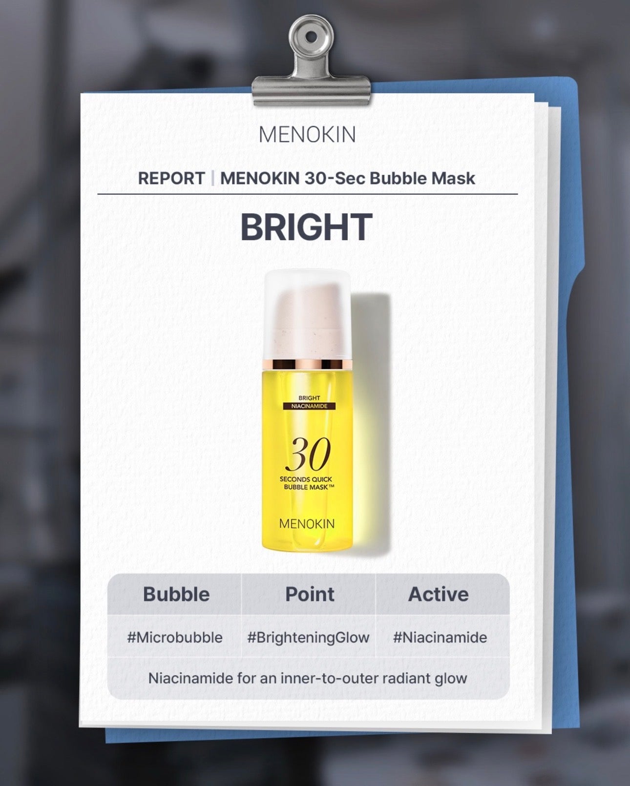 Menokin Quick Bubble Mask texture and packaging - Korean skincare bubble mask