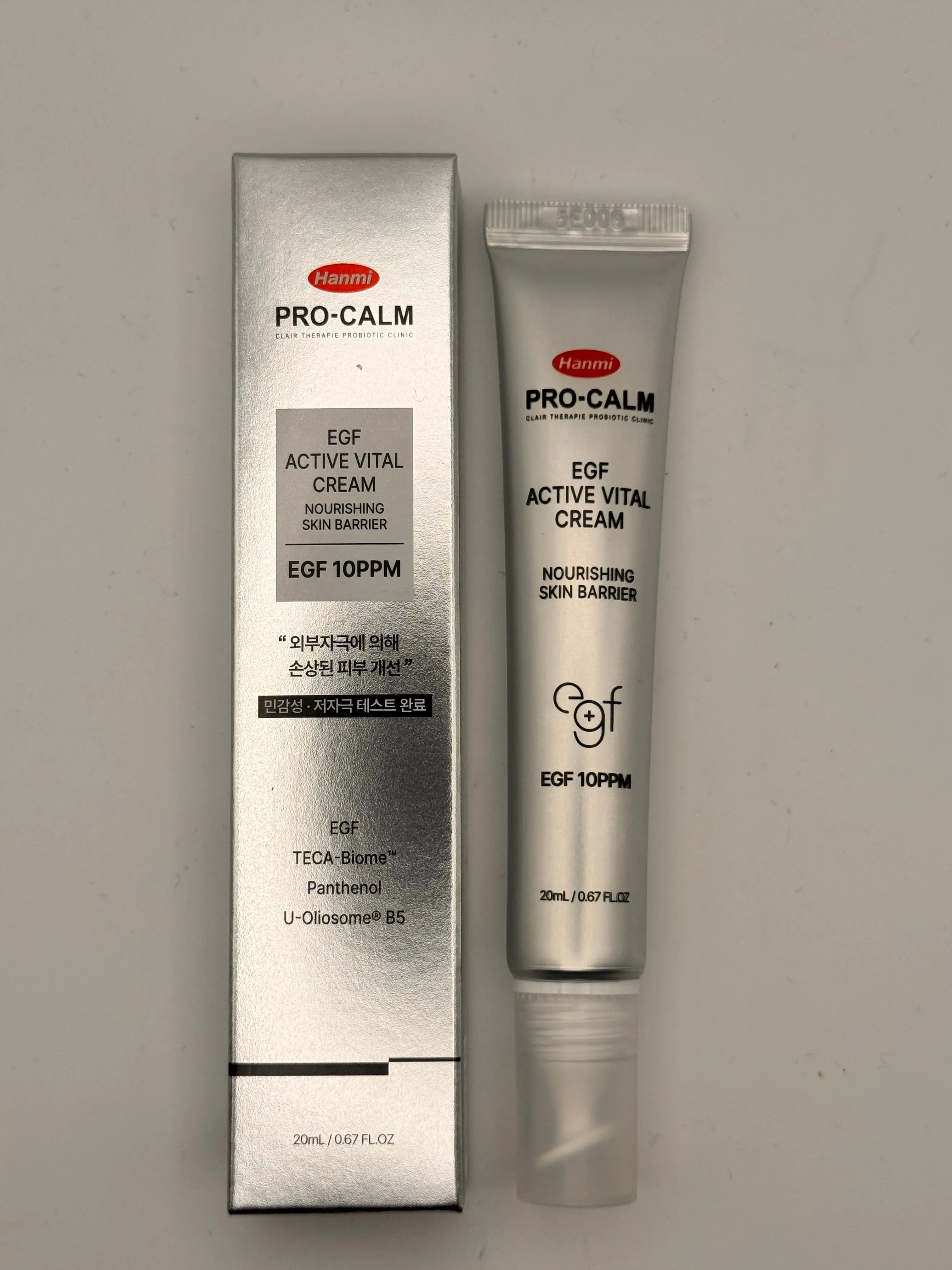 "Hanmi Pro-Calm EGF Active Vital Cream 20g - Korean EGF cream with centella asiatica for calming redness and skin renewal"
