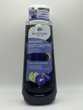 Khaokho Talaypu Butterfly Pea and Henna Herbal Shampoo bottle showing English gray hair control labeling and flower illustrations.