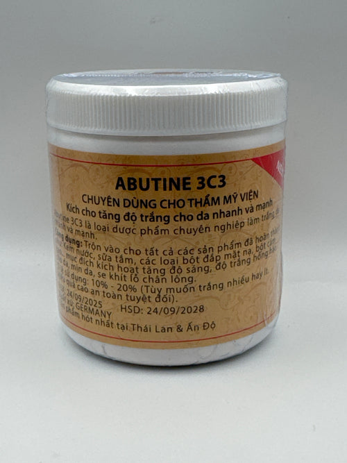 Abutine 3C3 Cream jar showing the Vietnamese-language label with product information and printed dates.
