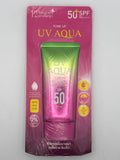 Front photo: Nangpaya UV Aqua Tone Up sunscreen in pink packaging with a green-to-pink tube and SPF 50 PA++++ labeling.