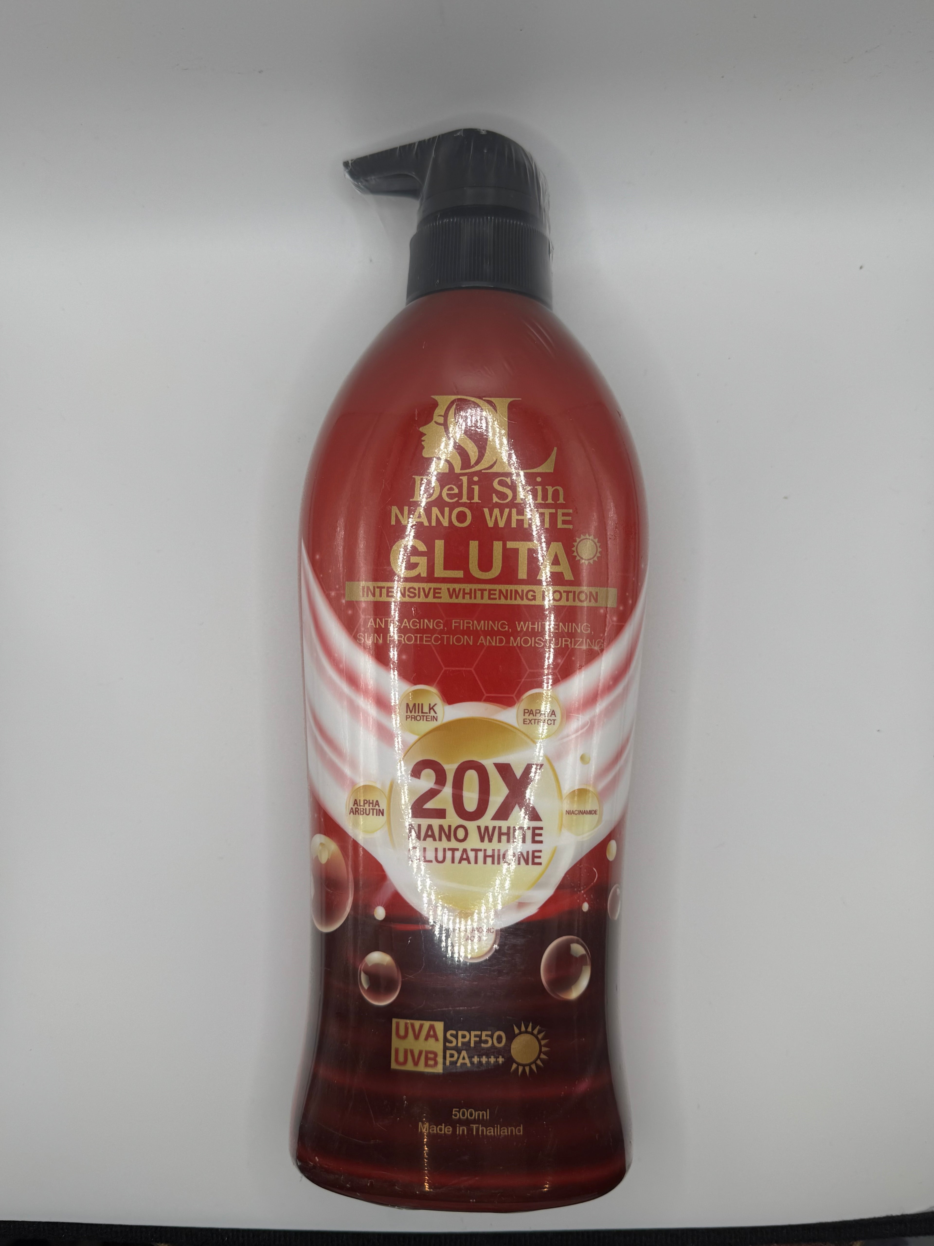 Deli Skin Nano White Gluta Lotion texture and packaging - nano glutathione whitening body lotion