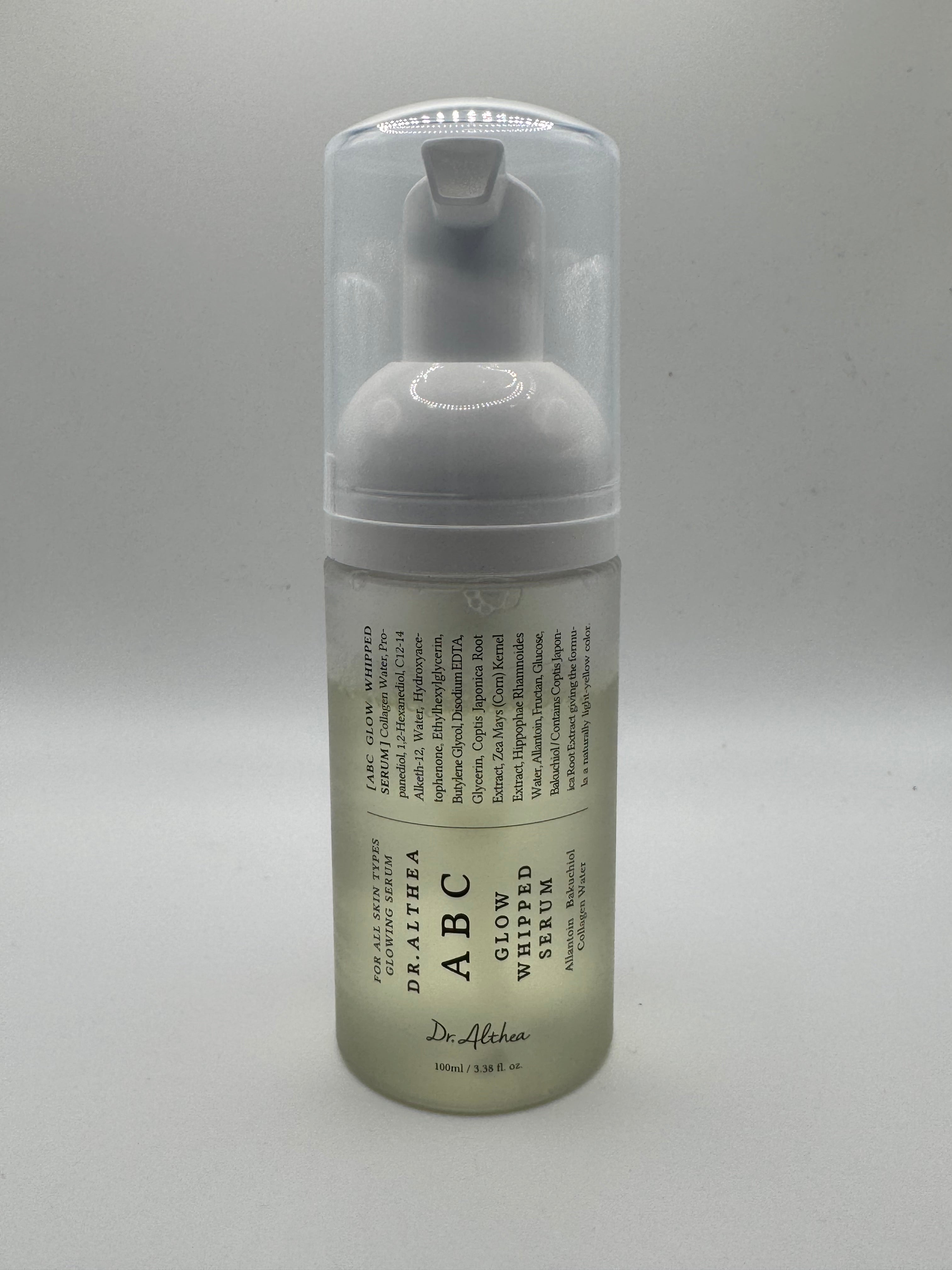 Dr. Althea ABC Glow Whipped Serum bottle with whipped texture close-up
