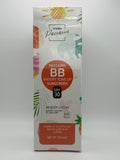 Front photo: Passarin BB Watery Tone Up Sunscreen Body Lotion box with colorful leaf accents, SPF 30 labeling, and 200 ml size.