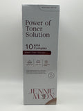 Jennie Moon Power of Toner Solution 250 g box showing the AHA Complex label and glycolic acid, lactic acid, and chamomile highlights.


