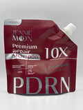Jennie Moon 10X PDRN Premium Repair Shampoo, 100 ml burgundy pouch with silver lettering and white spout cap.