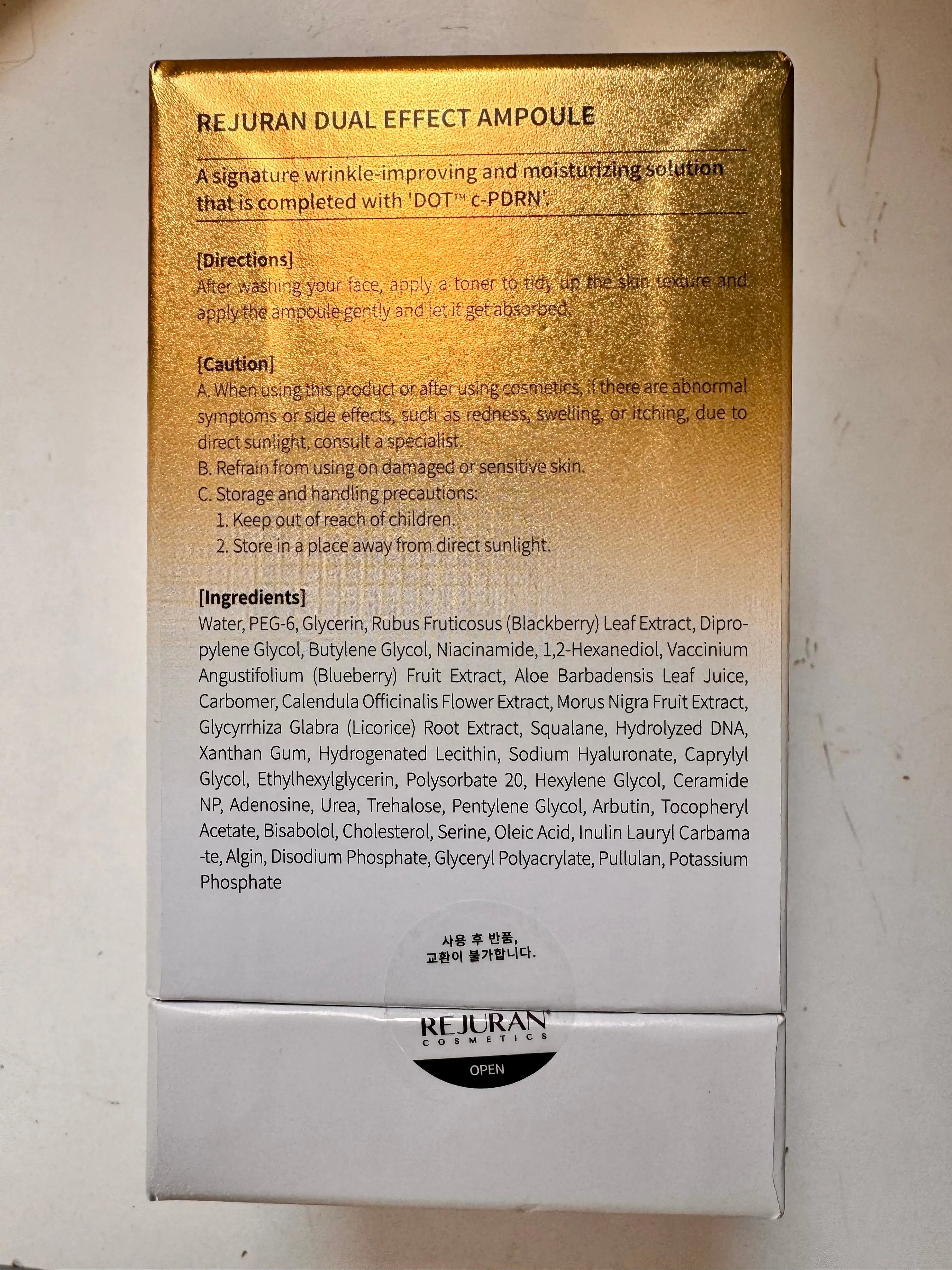 Rejuran PDRN ampoule with niacinamide and adenosine for wrinkle reduction