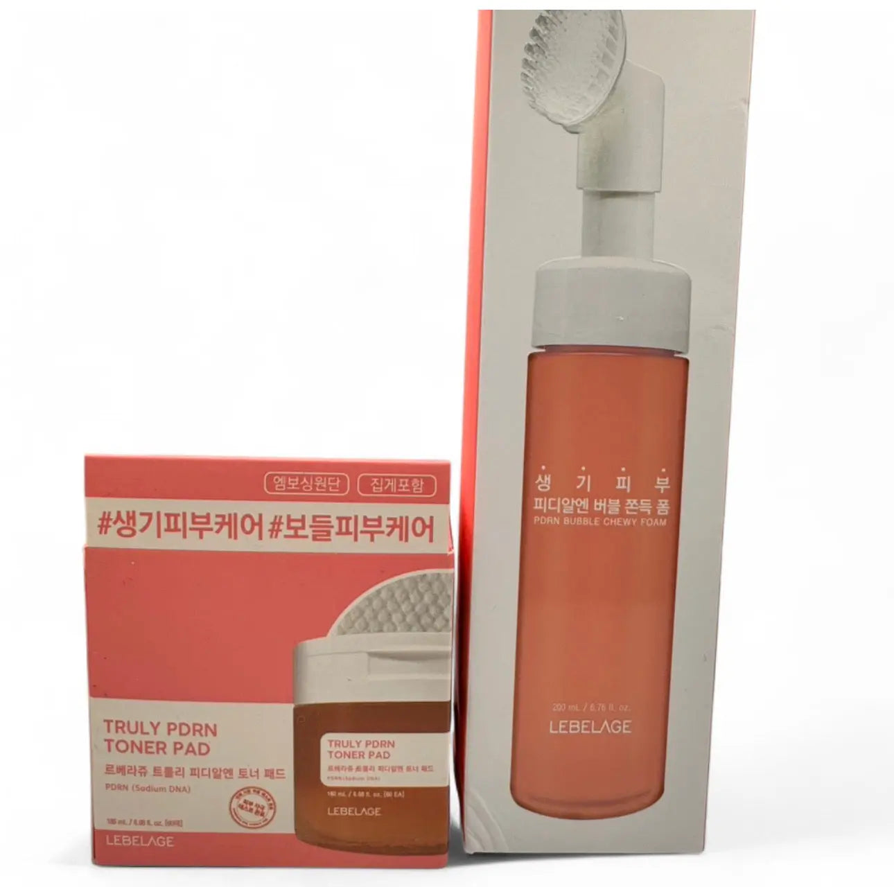 Lebelage PDRN Skincare Bundle – PDRN Bubble Chewy Foam Cleanser and Truly PDRN Toner Pad