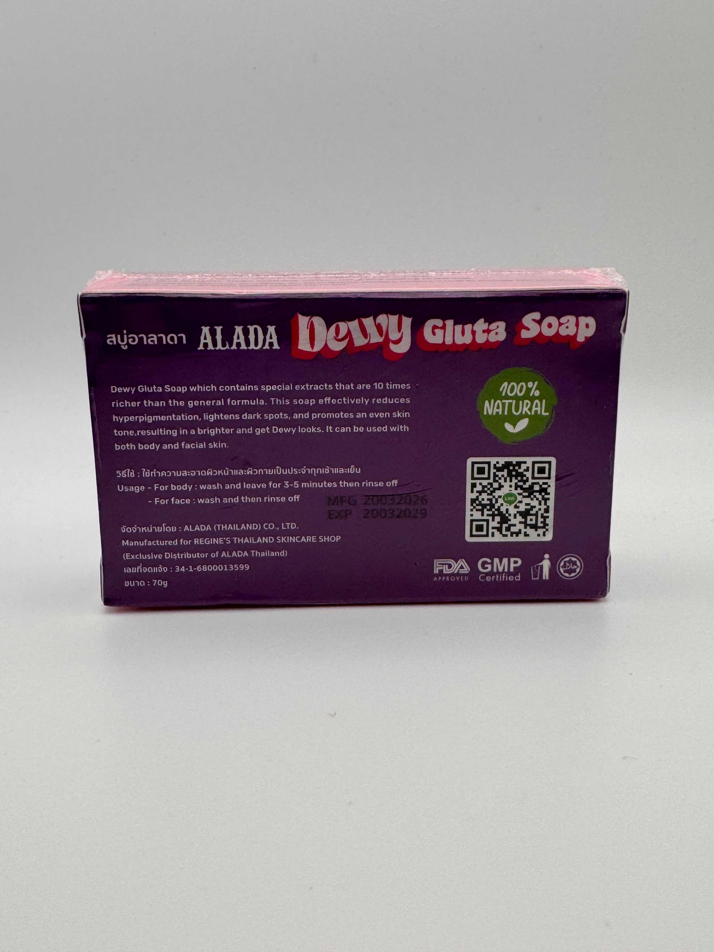 Alada Dewy Gluta Soap lathering on skin – whitening soap for dark spots and dewy glow

