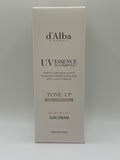 d’Alba Waterfull Tone-Up Sun Cream SPF 50+ PA++++ box, front view showing pink-correcting labeling.
