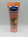 Vaseline GlutaGlow Ampoule Dry Serum Deodorant Bright & Renew in a pink tube, labeled 3% niacinamide and vitamins C and E.